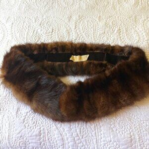 Vintage Neiman Marcus real fur wrap with satin tie